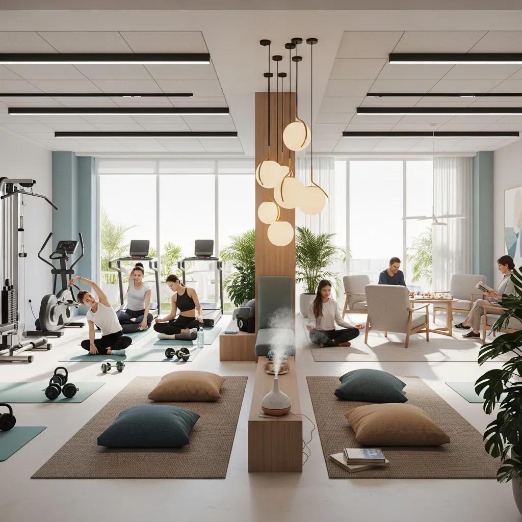 Wellness area in a coworking space in Marbella with fitness and relaxation features