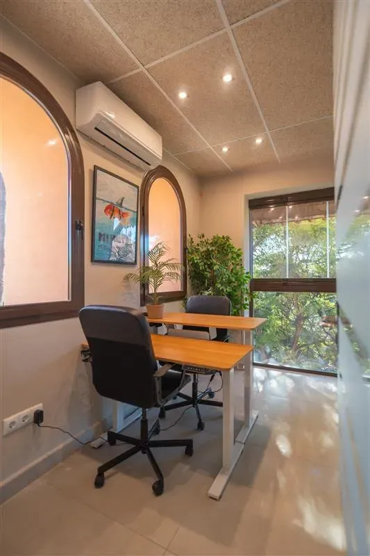 Remote worker in a cozy home office, illustrating the influence of remote work on coworking spaces