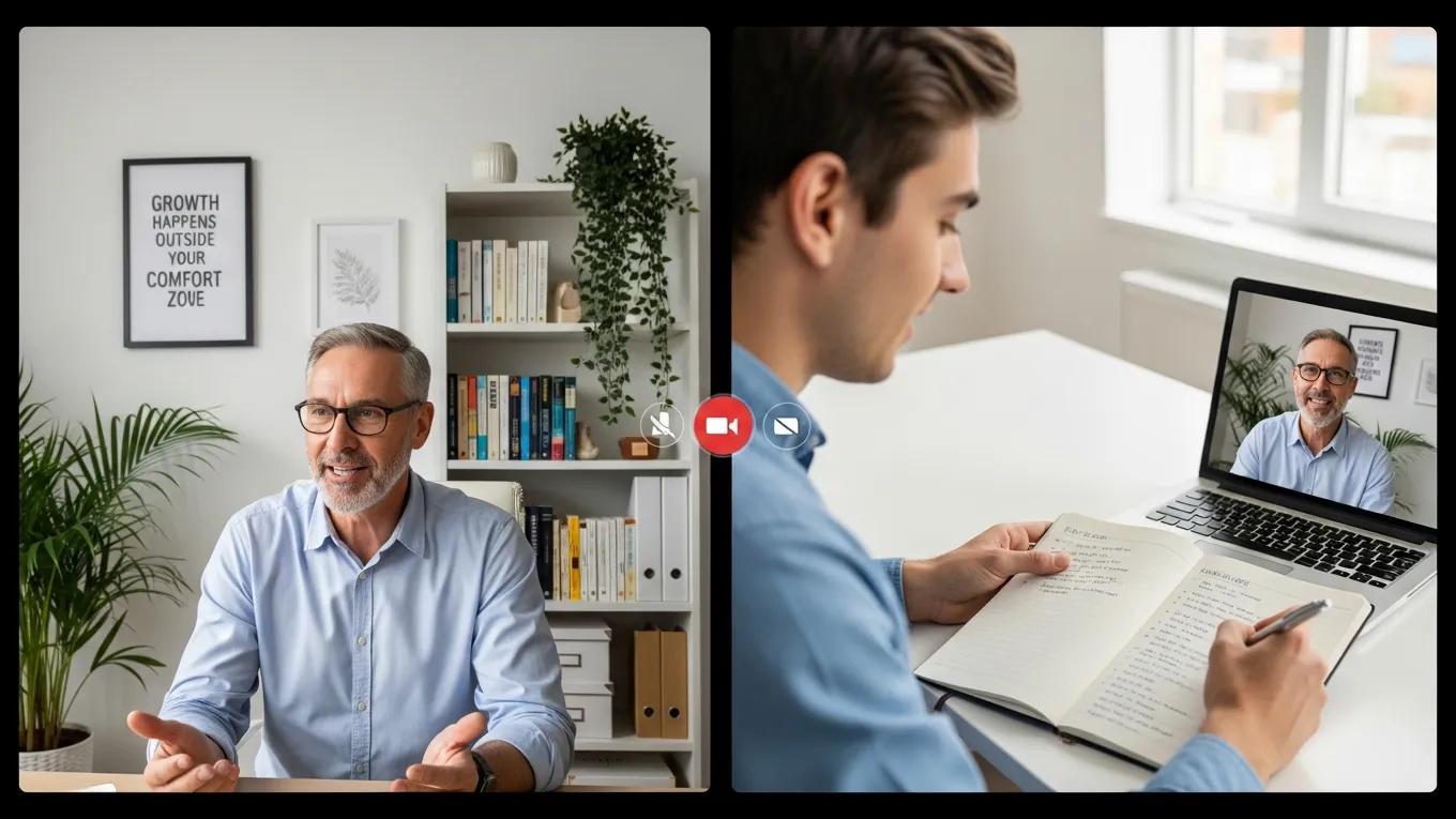 Mentor and mentee engaged in a virtual mentorship session